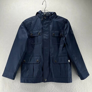 Urban Republic Jacket Boys Size 8 Utility Hoodie Full Zip Snap Long Sleeve Blue